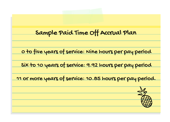 paid time off, employee vacation, sample pto accrual plan