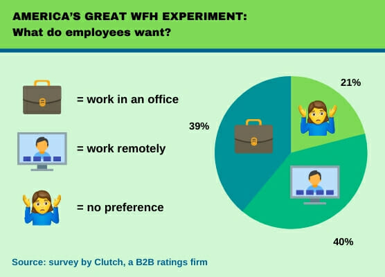 split office, remote workers, remote, piechart